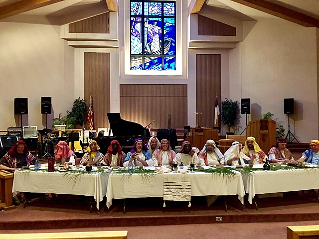 Maundy Thursday Ceremony, Twelve Apostles and Rabbi, Oakwood United Methodist Church, Lubbock Texas